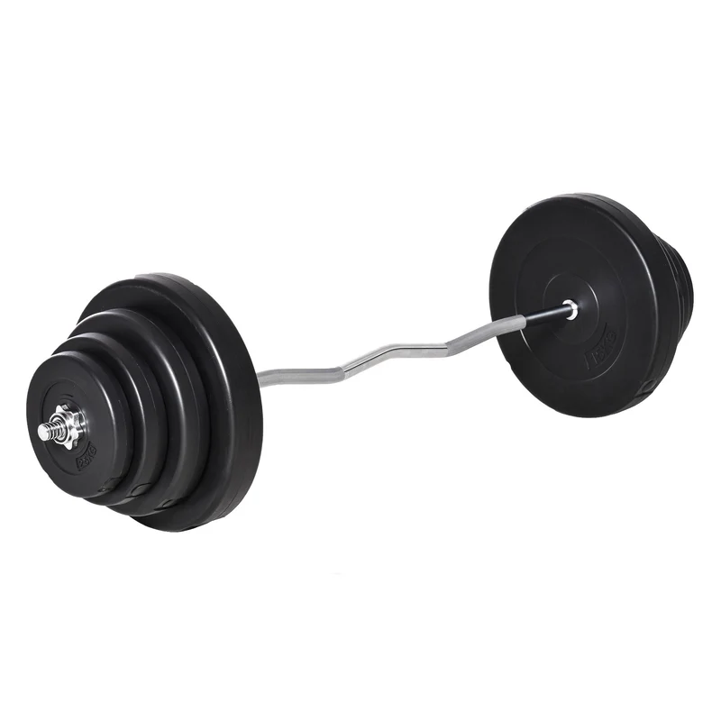 EASYCOMFORT Set Bilanciare da 70kg con 8 Dischi Pesi e Barra Curva in Acciaio, Allenamento a Casa e Palestra, 140x38.5x38.5cm