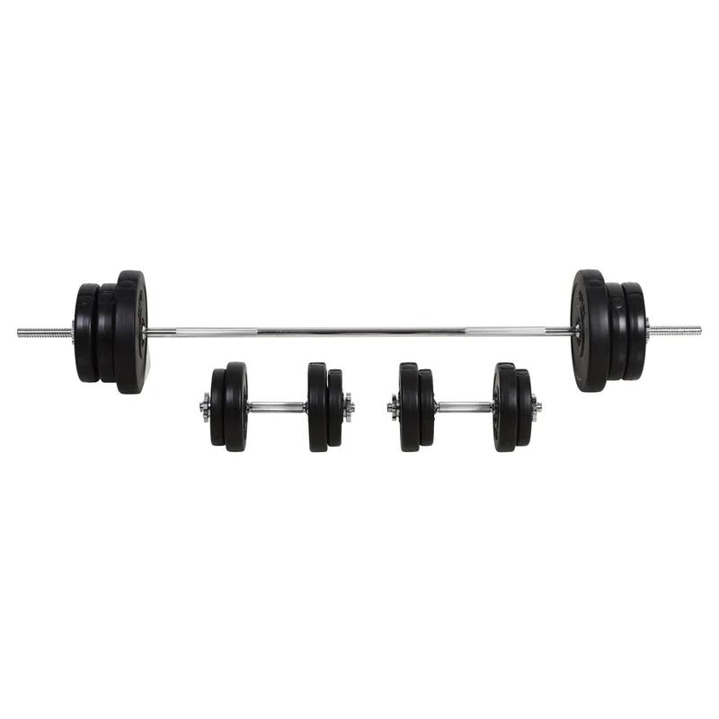 Easycomfort Set Bilanciere e Dischi 65kg con 2 Manubri Pesi, Bilanciere Palestra Manubri con 14 Dischi in Acciaio e Plastica