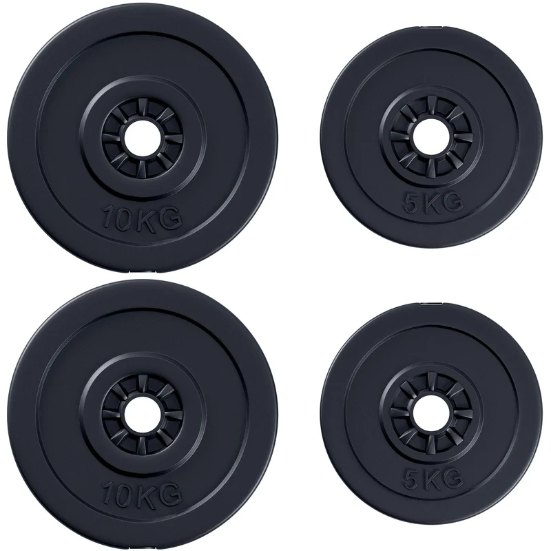Easycomfort Set di 4 Dischi Pesi per Bilanciere e Manubri Peso Totale 30kg, 2x5kg e 2x10kg, Nero