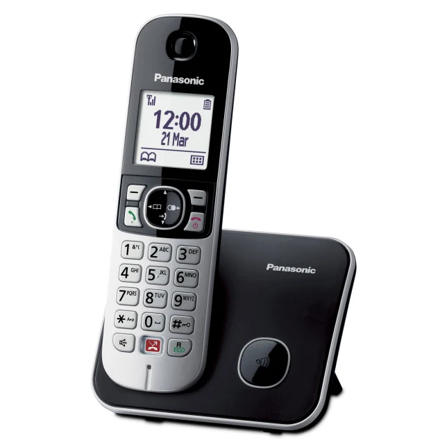 Panasonic KX-TG6851JTB Telefono Cordless DECT Nero/Grigio con Display 1.8" e Vivavoce