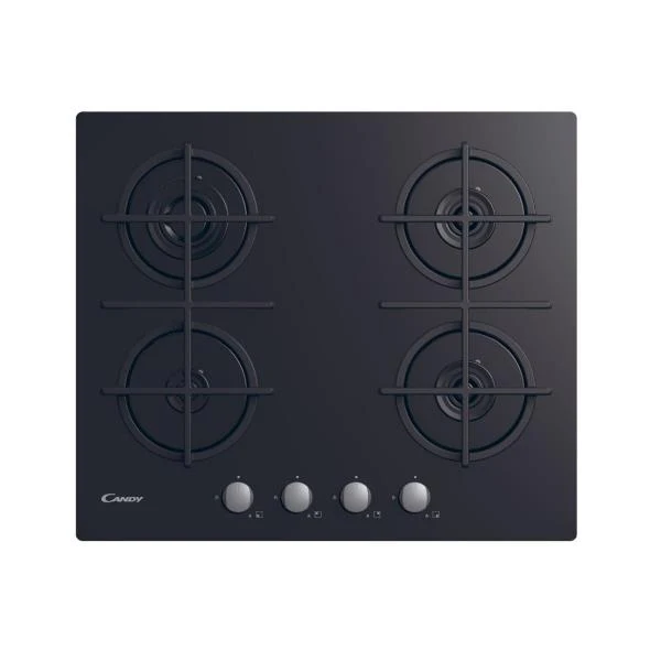 Piano Cottura A Gas Candy CVG6B 4 4 Fuochi (L59,5xP51) Vetro Temperato Nero