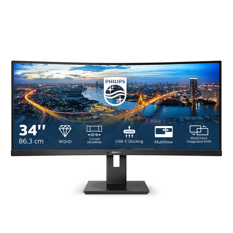 Philips Monitor 34" UltraWide Curvo 346B1C/00 3440x1440 VA LCD 100Hz HDMI DP USB-C