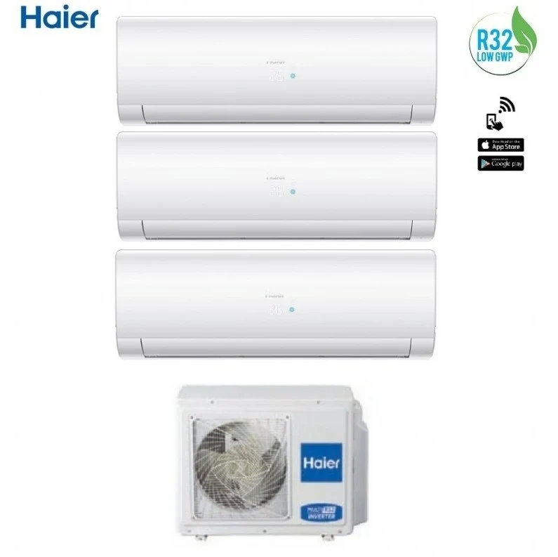 Climatizzatore Condizionatore Haier Trial Split Inverter Serie IES 7+9+9 con 3U55S2SR2FA 7000+9000+9000 Wi-Fi Optional