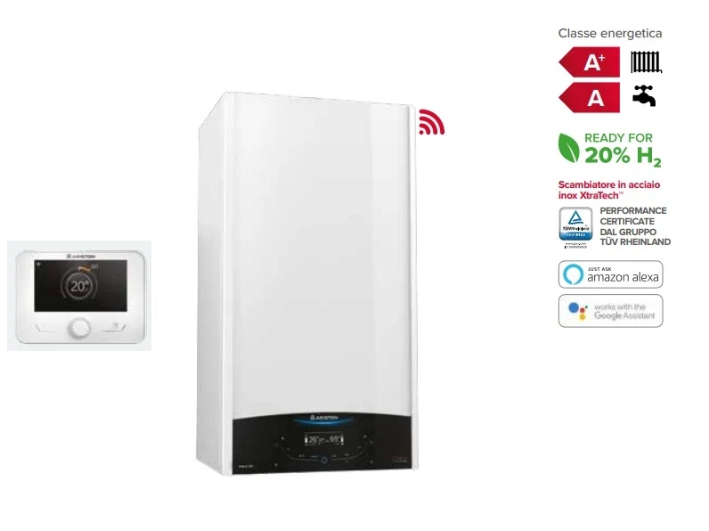 Caldaia a Condensazione Ariston GENUS ONE+ NET 24 kW WiFi Metano/Gpl Sensys di Serie Con Kit Scarico Fumi