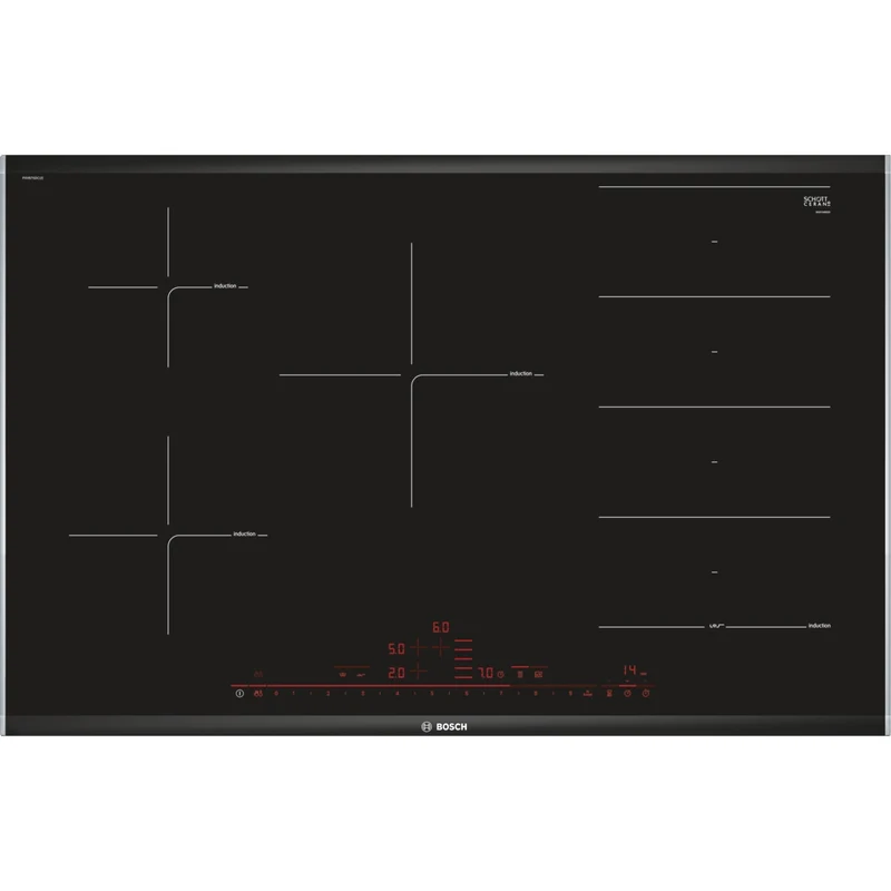 Bosch Serie 8 PXV875DC1E Piano Cottura a Induzione 80 cm 5 Fornelli Nero