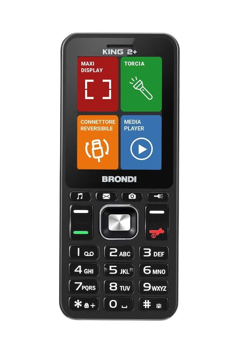 Brondi King 2+ Cellulare Dual SIM Display 2.4" Nero - Telefono per Anziani