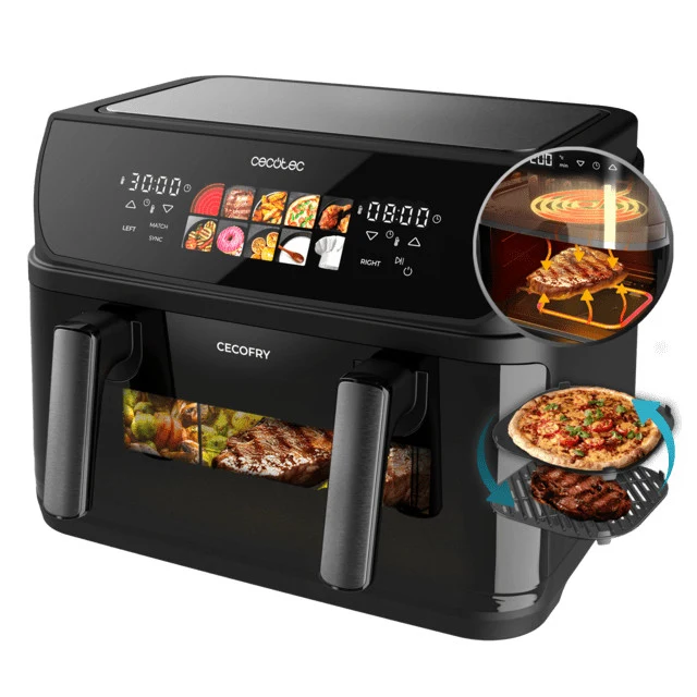 Cecotec Friggitrice ad Aria Cecofry&Grill Duoheat 10000 10L 2800W Nero Doppia Capacità