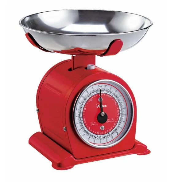 Ardes AR1PA3M Bilancia da Cucina Meccanica 5kg Rossa con Ciotola in Acciaio Inox