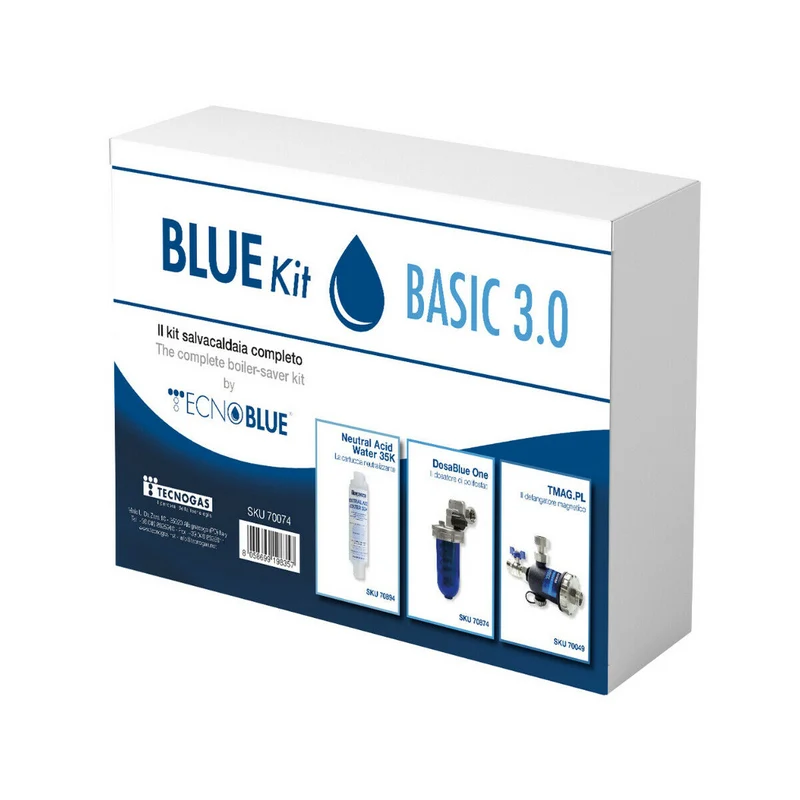 Kit Salvacaldaia Tecnogas Bluekit Professional Basic 3.0 Defangatore filtro magnetico + dosatore polifosfati + neutralizzatore di condensa