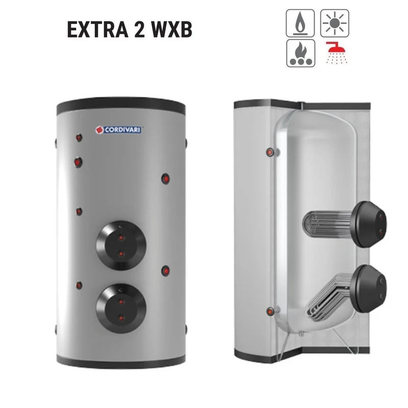 Bollitore Polywarm Cordivari Modello EXTRA 2 WXC 1000 con 2 Scambiatori Estraibili in Acciaio INOX 316L