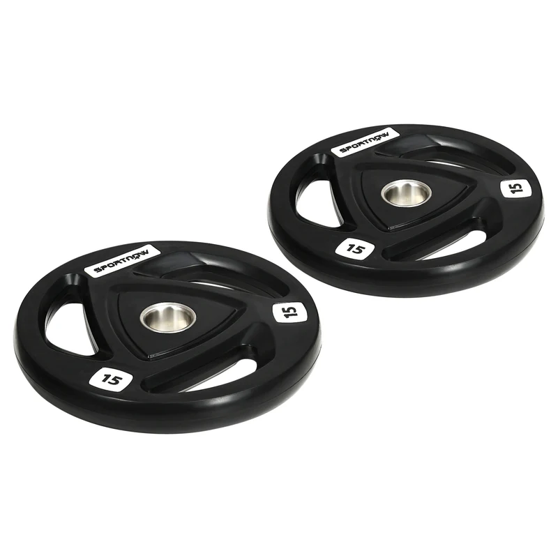 Easycomfort Set di 2 Dischi Pesi da 15kg in Acciaio con Rivestimento in Gomma per Bilanciere
