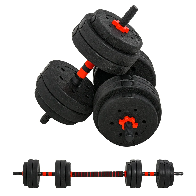 Easycomfort Set 2 Manubri Convertibili in Bilanciere, 25kg Totali con 12 Dischi Pesi Acciaio e Plastica Allenamento a Casa