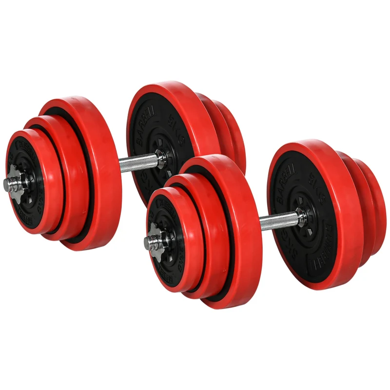 Easycomfort Set Manubri Palestra con Pesi da 40kg rivestiti in Gomma, in Metallo e Sabbia di Ferro, 45x26x26 cm, Rossa