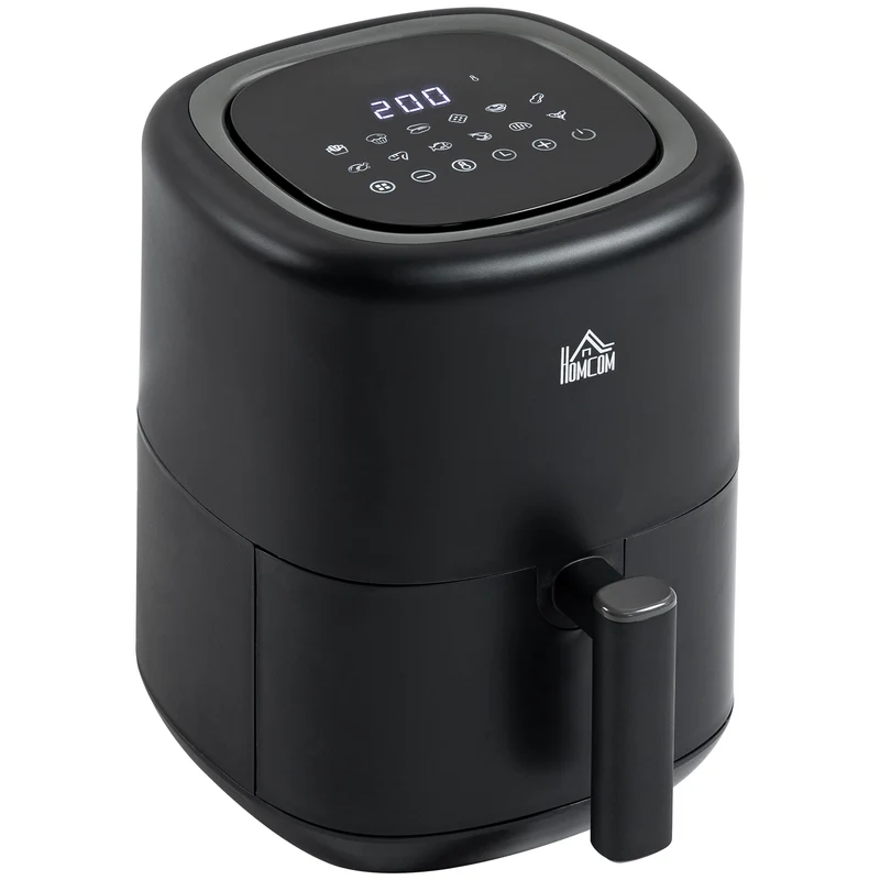 EASYCOMFORT Friggitrice ad Aria 12 in 1 da 3 Litri 1300W, con 12 Programmi, Accessori e Schermo LED Nera