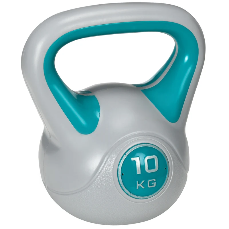 Easycomfort Kettlebell 10kg in PU e Sabbia con Base Piatta e Impugnatura per Stacchi, Squat e Sollevamenti, 22x16x26 cm, Verde Scuro