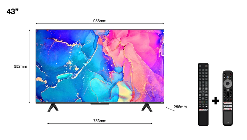 TCL 43C635 Smart TV QLED 43" 4K Ultra HD 120Hz Google TV HDR Nero