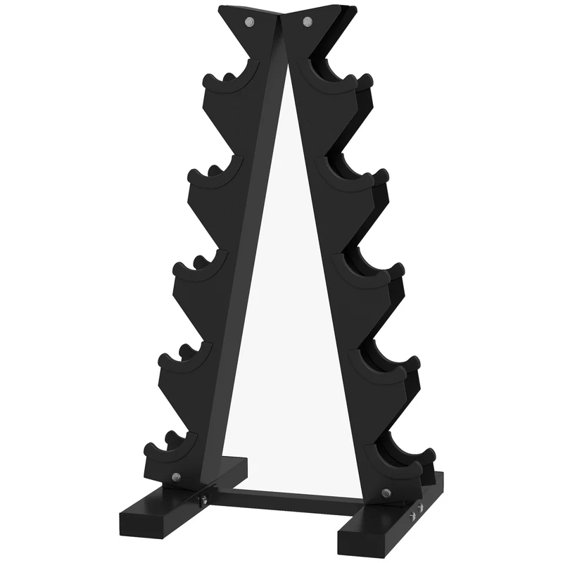Easycomfort Rastrelliera per Manubri in Acciaio a 5 Livelli con Inserti in Plastica, 35x33x66 cm, Nera