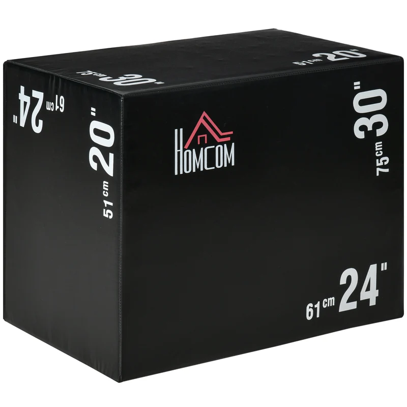 Easycomfort Plyo Box 3 in1 a 3 Altezze, Jumping Box Pliometrico Capacità 120kg, 75x51x61cm, Nero