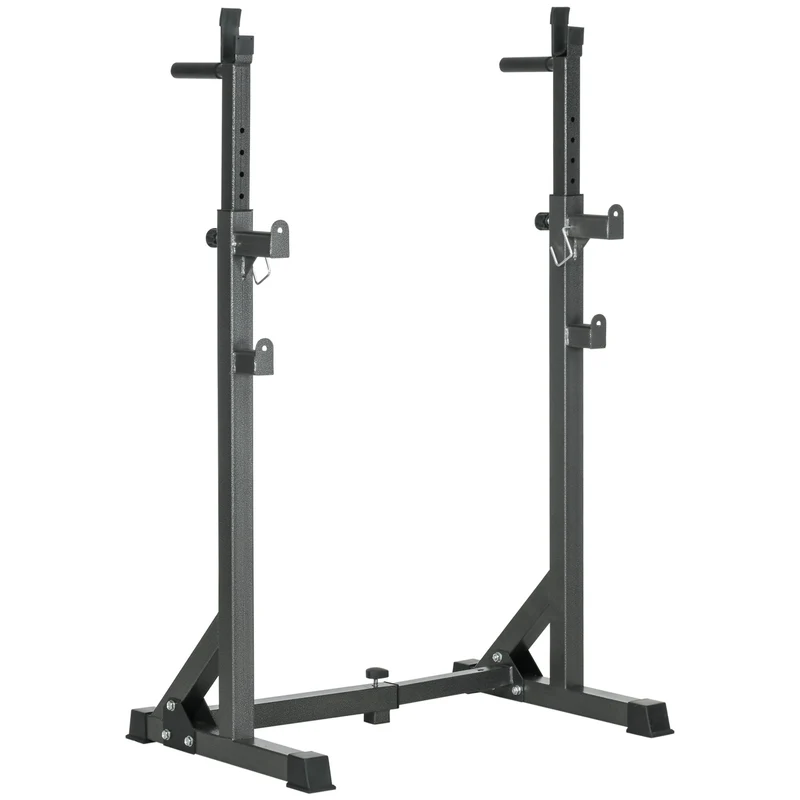 Easycomfort Supporto per Bilanciere con Altezza e Larghezza Regolabili in Acciaio ed EVA, 60-87x65x121-158cm, Nero