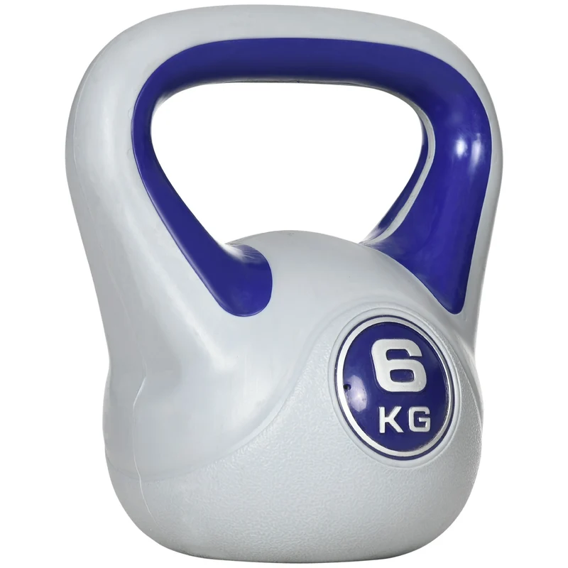 Easycomfort Kettlebell 6kg con Rivestimento Morbido e Base Piatta in PU e Sabbia, 20x13x22cm, Viola